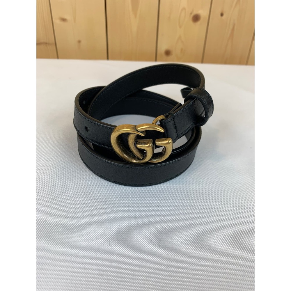 Leather Gucci Mini Black with Double G Belt Buckle
